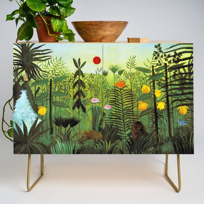 Henri Rousseau "Exotic Landscape with Lion and Lioness in Africa" Credenza Gallery Image 1