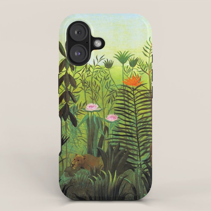 Henri Rousseau "Exotic Landscape with Lion and Lioness in Africa" iPhone Case Gallery Image 1