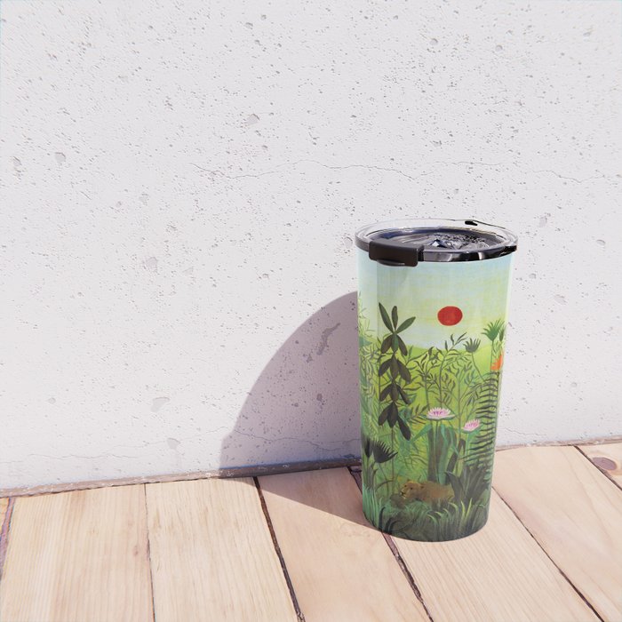 Henri Rousseau "Exotic Landscape with Lion and Lioness in Africa" Travel Mug Gallery Image 4