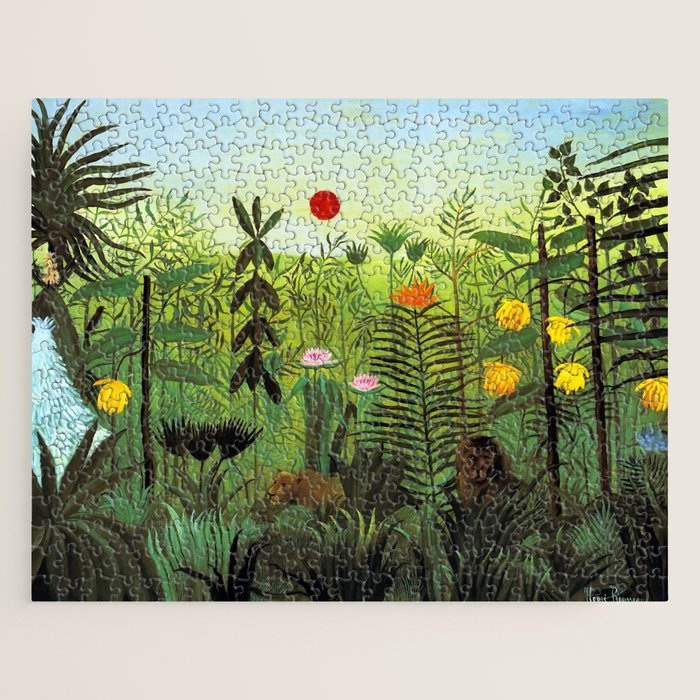 Henri Rousseau "Exotic Landscape with Lion and Lioness in Africa" Jigsaw Puzzle Gallery Image 1