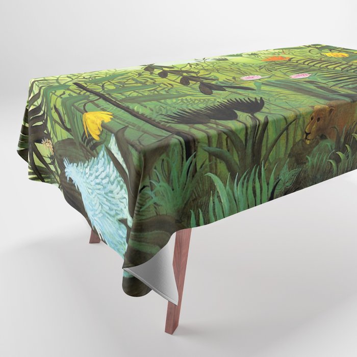 Henri Rousseau "Exotic Landscape with Lion and Lioness in Africa" Tablecloth Gallery Image 1