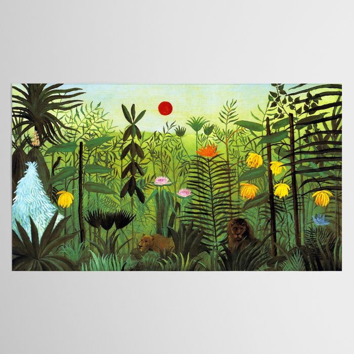 Henri Rousseau "Exotic Landscape with Lion and Lioness in Africa" Tablecloth Gallery Image 2
