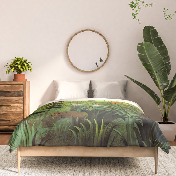 Henri Rousseau "Exotic Landscape with Lion and Lioness in Africa" Comforter Gallery Image 3