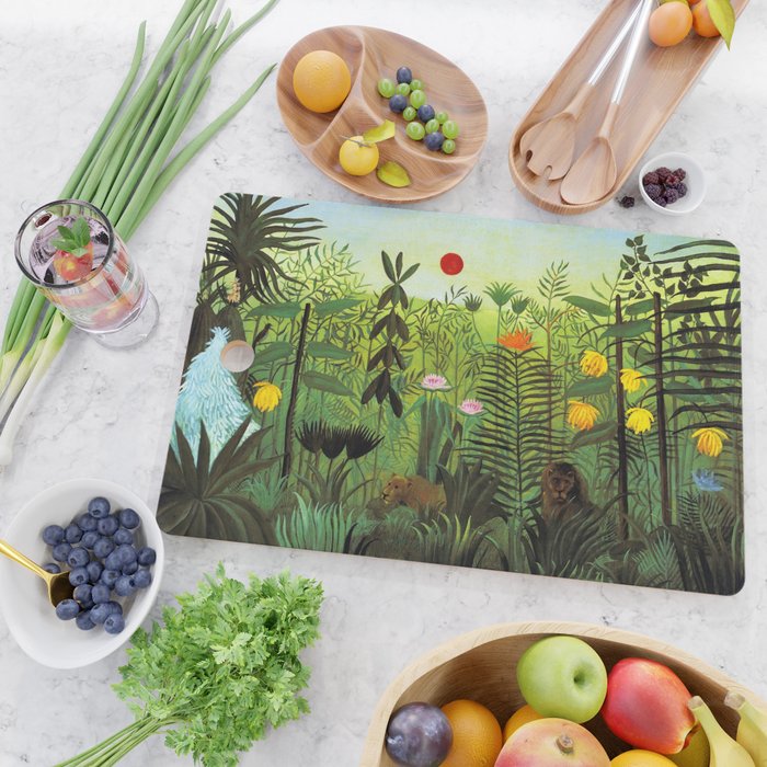 Henri Rousseau "Exotic Landscape with Lion and Lioness in Africa" Cutting Board Gallery Image 2