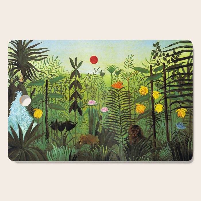 Henri Rousseau "Exotic Landscape with Lion and Lioness in Africa" Cutting Board Gallery Image 1