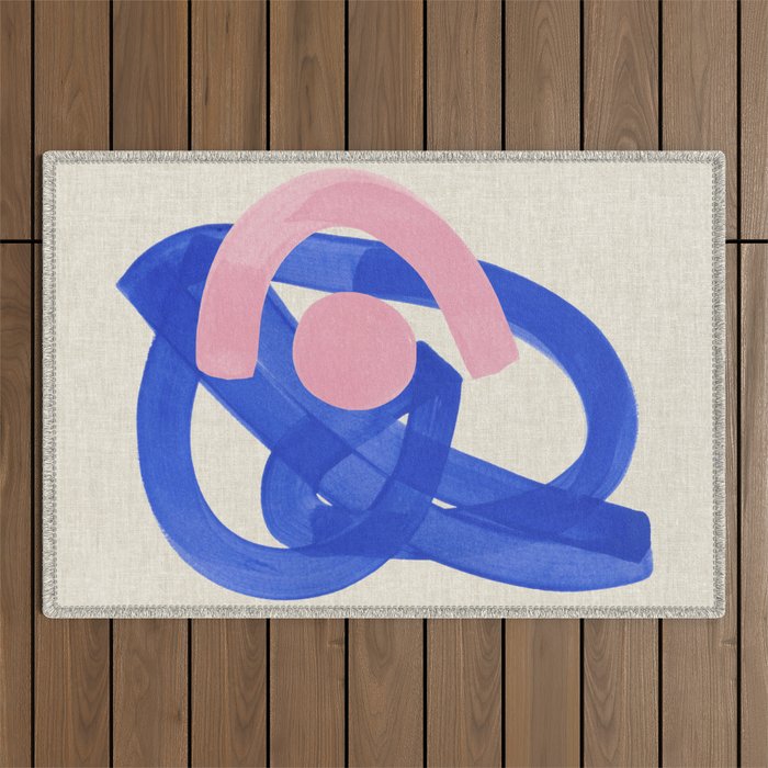 Pink And Blue Round Orbit Outdoor Rug Gallery Image 1