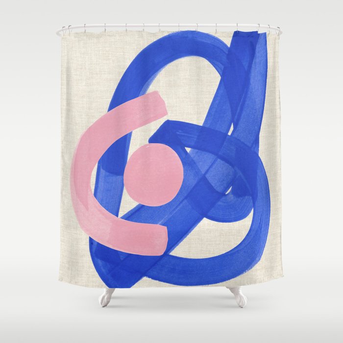 Pink And Blue Round Orbit Shower Curtain Gallery Image 1
