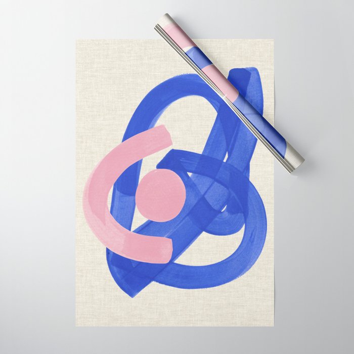 Pink And Blue Round Orbit Wrapping Paper Gallery Image 1