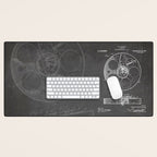 Film Reel Patent - Classic Cinema Art - Black Chalkboard Desk Mat Gallery Image 1