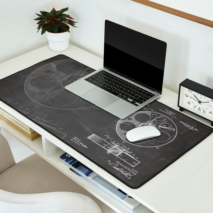 Film Reel Patent - Classic Cinema Art - Black Chalkboard Desk Mat Gallery Image 2