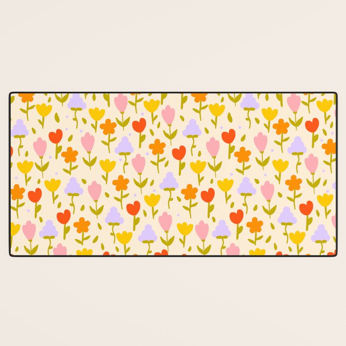 Colourful spring flowers pattern  Desk Mat Gallery Image 3