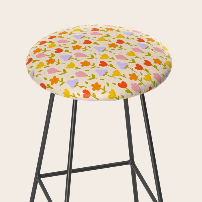 Colourful spring flowers pattern  Stool Gallery Image 2