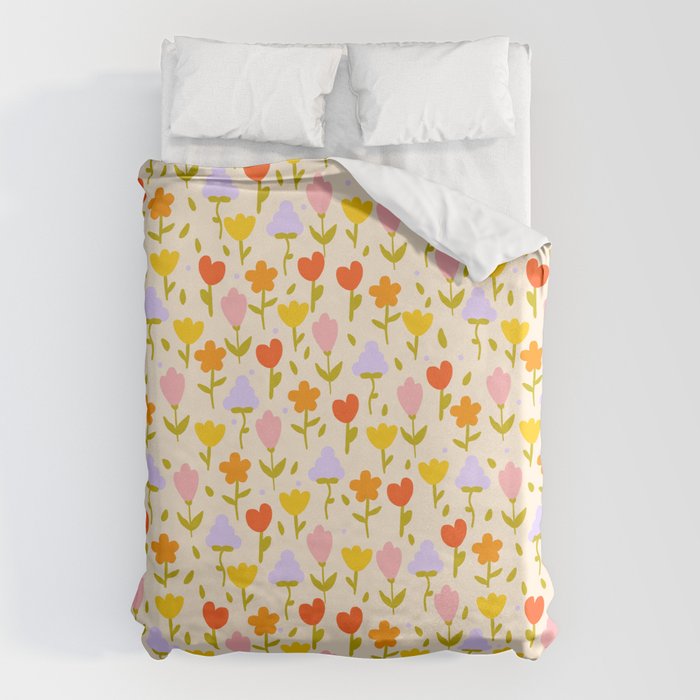 Colourful spring flowers pattern  Duvet Cover Gallery Image 1