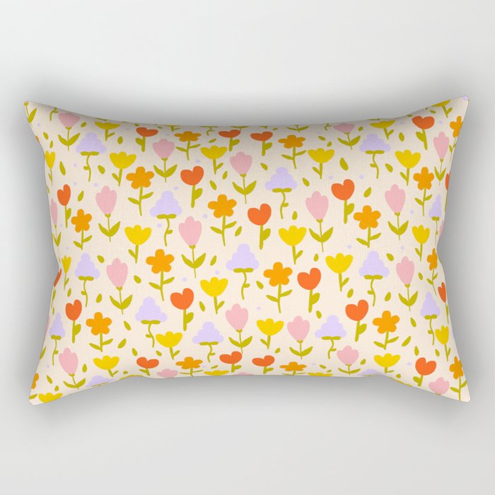 Colourful spring flowers pattern  Rectangular Pillow Gallery Image 2