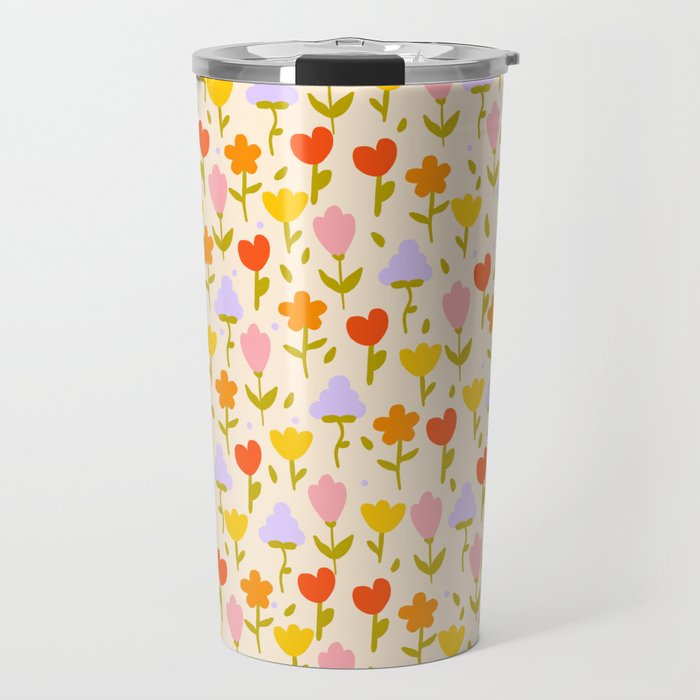 Colourful spring flowers pattern  Travel Mug Gallery Image 1
