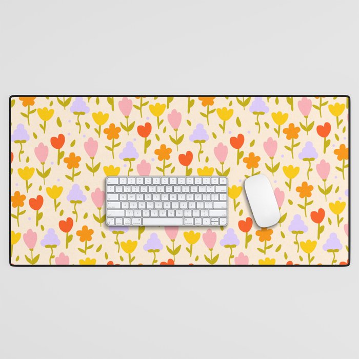 Colourful spring flowers pattern  Desk Mat Gallery Image 1