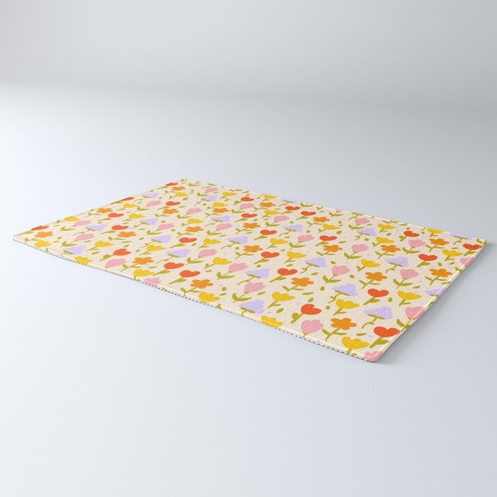 Colourful spring flowers pattern  Rug Gallery Image 3