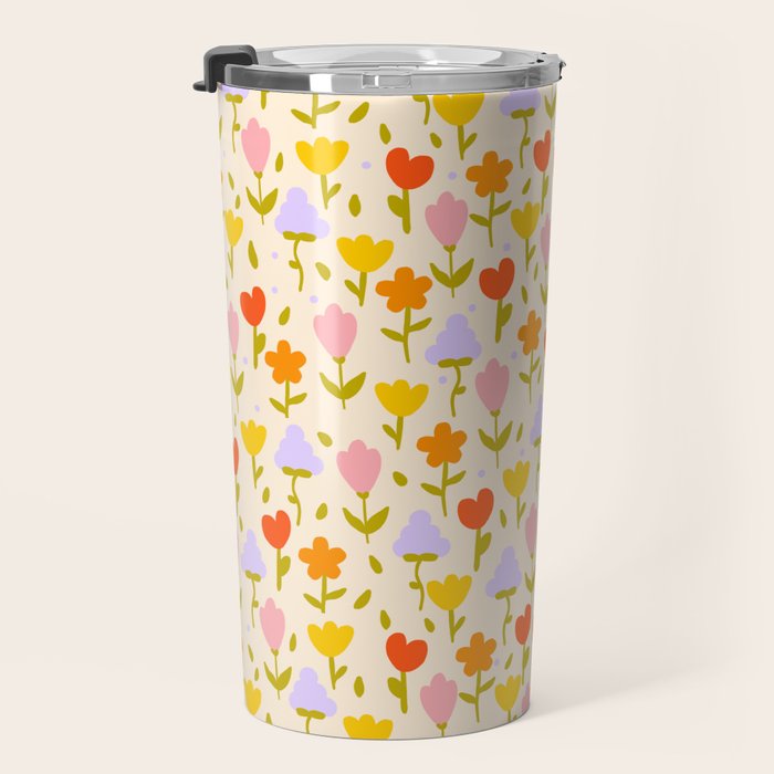 Colourful spring flowers pattern  Travel Mug Gallery Image 3