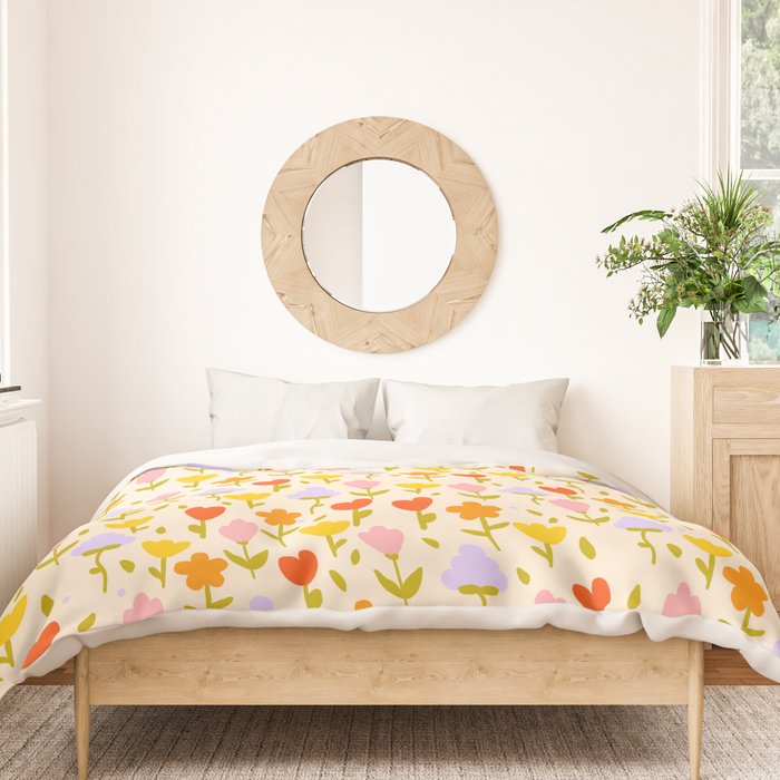 Colourful spring flowers pattern  Duvet Cover Gallery Image 3