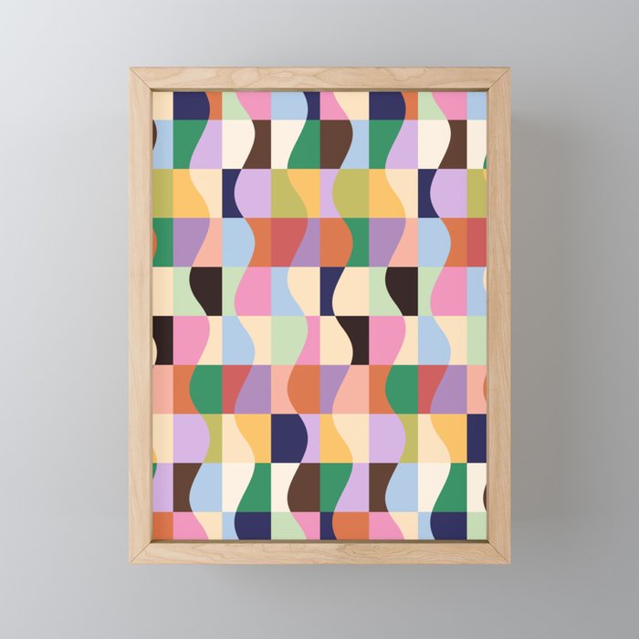 Retro Colorful Wavy Checkerboard Mini Art Print Gallery Image 1