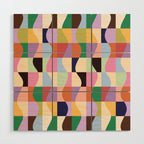 Retro Colorful Wavy Checkerboard Wood Wall Art Gallery Image 1