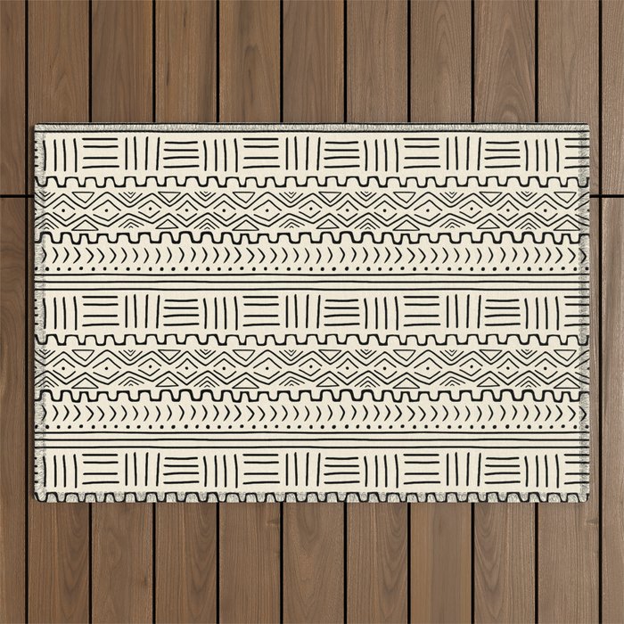 Mud Cloth On Cream Outdoor Rug Gallery Image 1