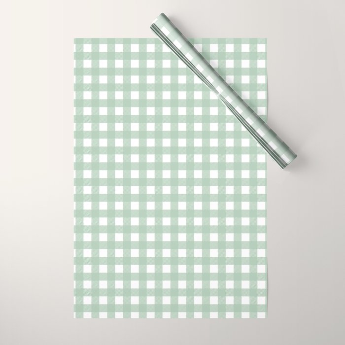 Buffalo Checks in Sage Green and White Wrapping Paper Gallery Image 1