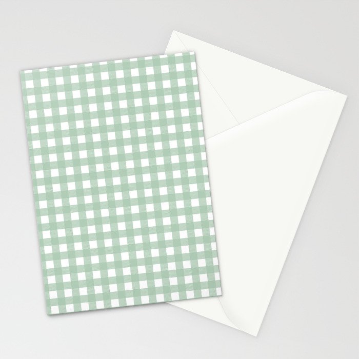 Buffalo Checks in Sage Green and White Stationery Card Gallery Image 2