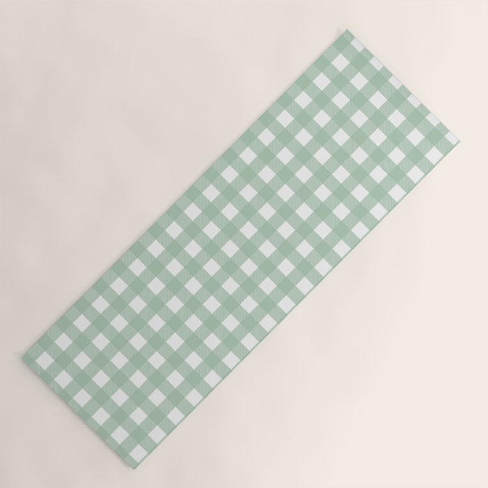 Buffalo Checks in Sage Green and White Yoga Mat Gallery Image 1
