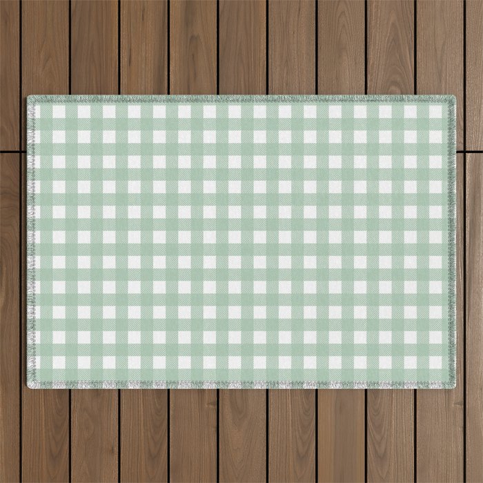 Buffalo Checks in Sage Green and White Outdoor Rug Gallery Image 1