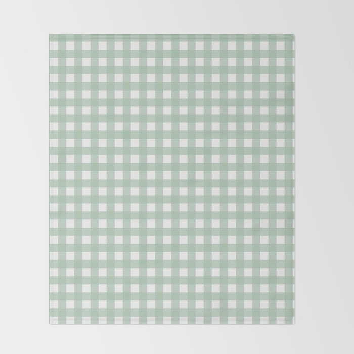 Buffalo Checks in Sage Green and White Throw Blanket Gallery Image 2