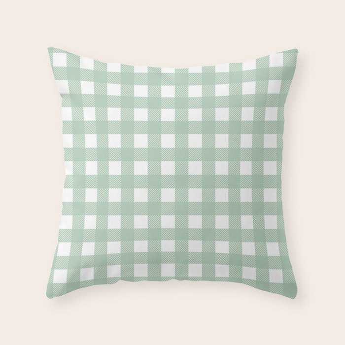 Buffalo Checks in Sage Green and White Throw Pillow Gallery Image 6