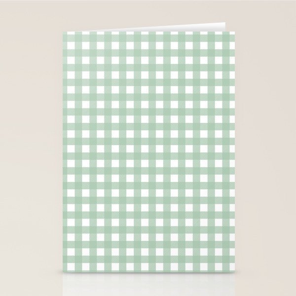 Buffalo Checks in Sage Green and White Stationery Card Gallery Image 1