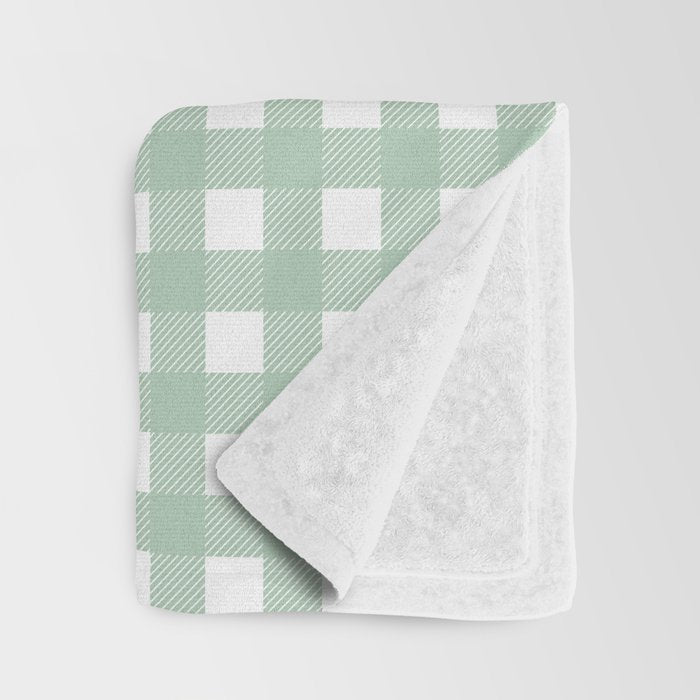 Buffalo Checks in Sage Green and White Throw Blanket Gallery Image 3