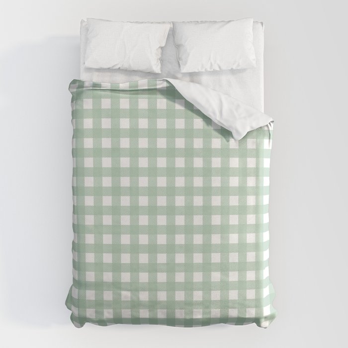 Buffalo Checks in Sage Green and White Duvet Cover Gallery Image 1