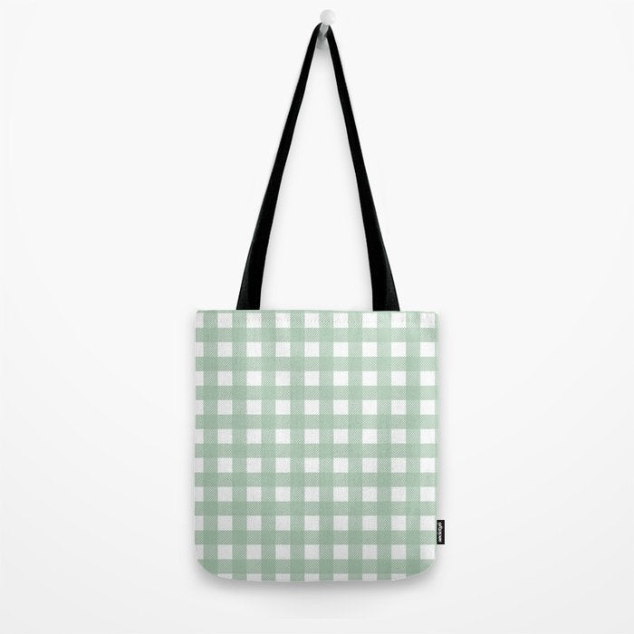 Buffalo Checks in Sage Green and White Tote Bag Gallery Image 2