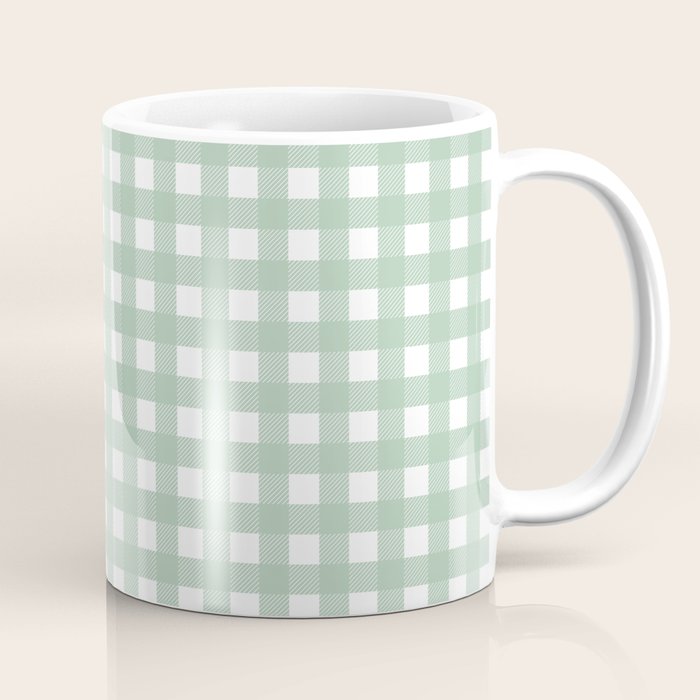 Buffalo Checks in Sage Green and White Coffee Mug Gallery Image 1