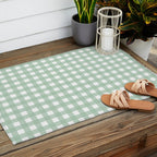 Buffalo Checks in Sage Green and White Outdoor Rug Gallery Image 2