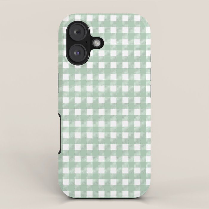 Buffalo Checks in Sage Green and White iPhone Case Gallery Image 1