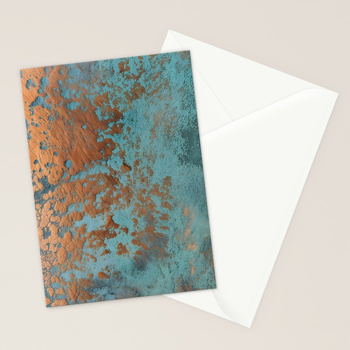 Tarnished in Teal and Copper Rust Stationery Card Gallery Image 2