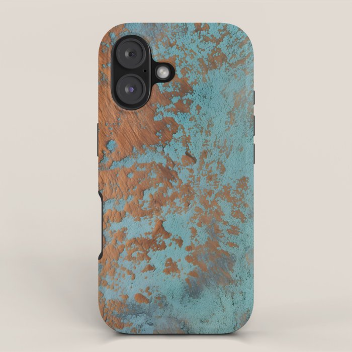 Tarnished in Teal and Copper Rust iPhone Case Gallery Image 1