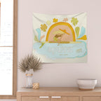 Aquarius surf zodiac // retro art by surfy birdy Wall Tapestry Gallery Image 2