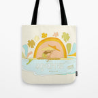Aquarius surf zodiac // retro art by surfy birdy Tote Bag Gallery Image 1