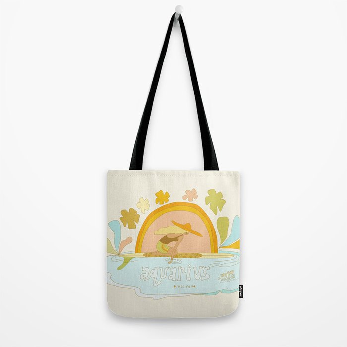 Aquarius surf zodiac // retro art by surfy birdy Tote Bag Gallery Image 2
