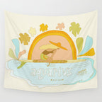 Aquarius surf zodiac // retro art by surfy birdy Wall Tapestry Gallery Image 4