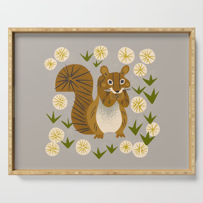 Squirrel and Dandelions Serving Tray Gallery Image 1