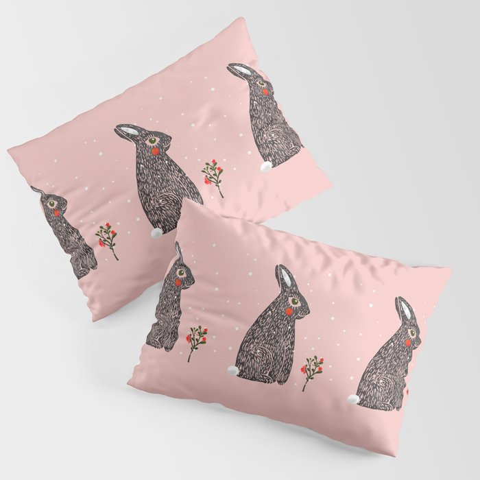 Christmas rabbit - illustration Pillow Sham Gallery Image 3