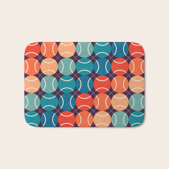 Retro Tennis 70s Rainbow Bath Mat Gallery Image 1