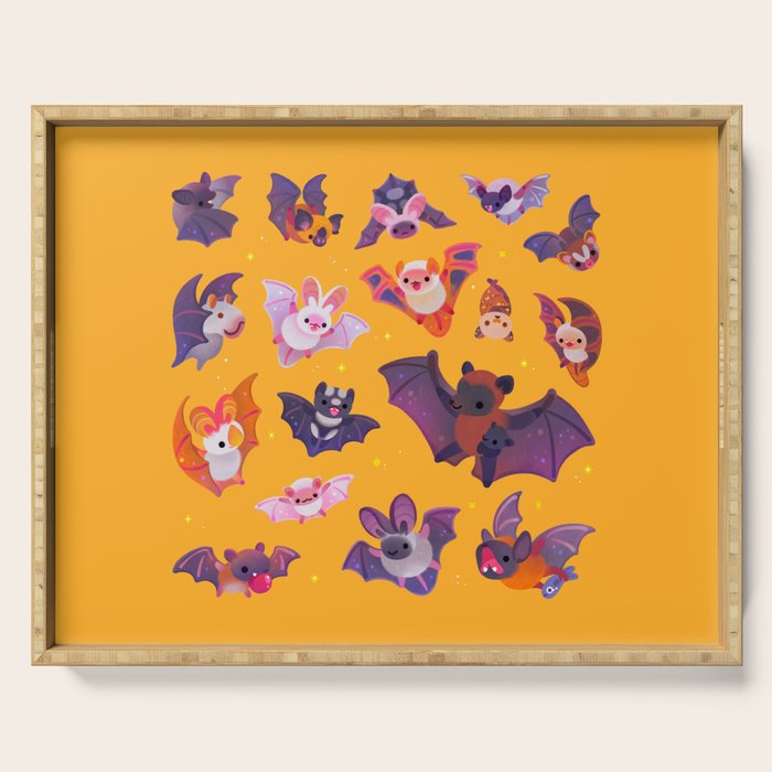 Bat - yellow Serving Tray Gallery Image 1