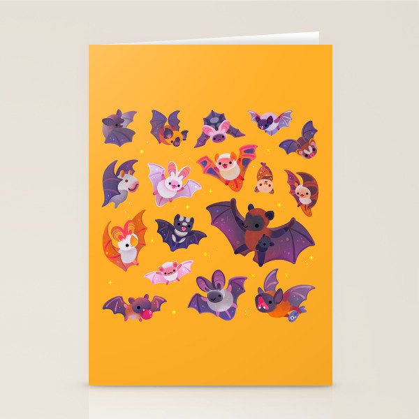 Bat - yellow Stationery Card Gallery Image 1
